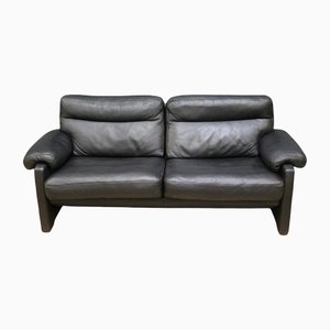 Black Buffalo Leather DS 70 Two-Seater Couch from de Sede