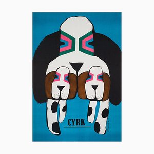 Cyrk Three Basset Hounds Polish B1 Circus Poster, Cieslewicz R1970s
