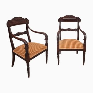 Charles X Genovese Style Armchairs, 19th-Century, Set of 2