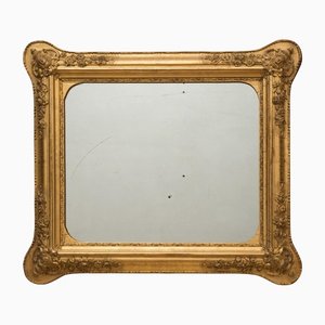 Espejo francés Napoleón III antiguo de madera dorada, siglo XIX