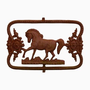 Cast Iron Grille with Horse Design, 1900s
