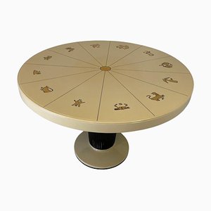 Italian Art Deco Gold Leaf Zodiac Sign Table in the Style of Gio Ponti, 1940s