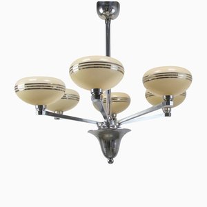 French Art Deco Ceiling Lamp with 6 Arms