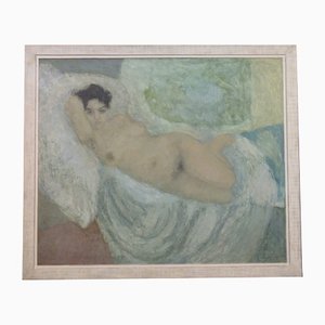 Makoldi Santor, Nude, 1950s, Oil on Canvas, Framed
