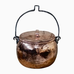 Viktorianischer Kochtopf aus poliertem Kupfer & Eisen