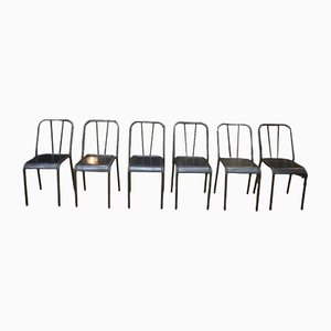 Industrial Stackable Metal Chairs, 1950s, Set of 6