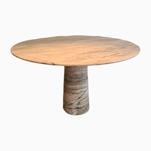 Round Carrara Marble Dining Table with Conical Base