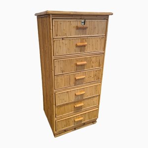 Chest of 7 Drawers in Bamboo & Rattan, France