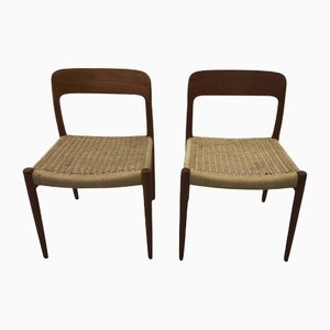Danish Teak No. 75 Chairs by Niels Møller for J. L. Møllers, Set of 2