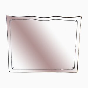 Italienischer Siebdruck Spiegel mit Messingrahmen, 1950er