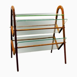 Magazine Rack in Wood & Glass by Ico Parisi, 1950s