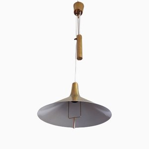 Danish Mid-Century Modern Brass Counterweight Pendant in the Style of Paavo Tynell, 1950s