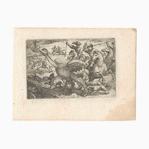 Two Hunting Scenes, Original Etching, 19th Century, Set of 2