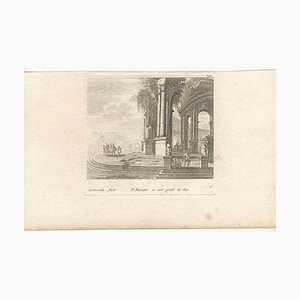 Three Capricci with Classical Ruins, Original Etching, 19th Century, Set of 3
