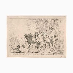Bacchanal Scene, Original Etching, 19th Century