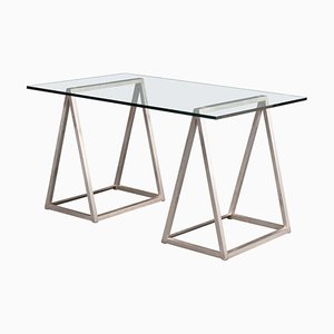 Minimalistischer Schreibtisch aus Metall & Glas