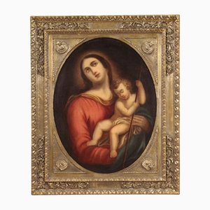 Madonna with Child, 18th Century, Oil on Canvas, Framed