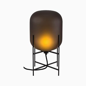 Oda Small in Smoky Grey Acetato and Black Table Lamp by Sebastian Herkner for Pulpo