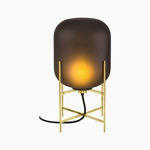 Oda Small in Smoky Grey Acetato and Brass Table Lamp by Sebastian Herkner for Pulpo