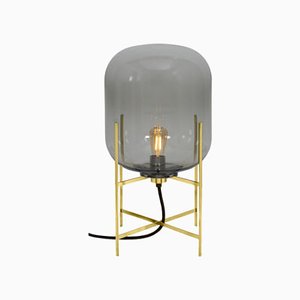 Oda Small in Steel Grey and Brass Table Lamp by Sebastian Herkner for Pulpo