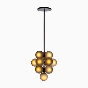 Large Stellar Grape Pendant in Smoky Grey Acetato with Black Frame by Sebastian Herkner