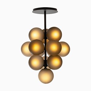 Small Stellar Grape Pendant in Smoky Grey Acetato with Black Frame by Sebastian Herkner