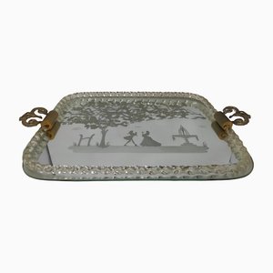 Engraved Murano Glass Tray