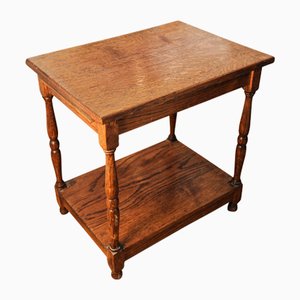 20th Century English Rustic Oak Two Tier Plank Side Table