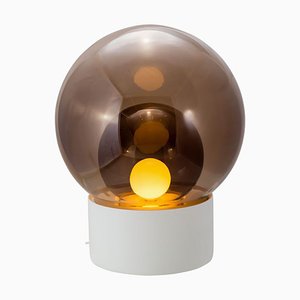 Medium Boule in Smoky Grey Glass with a White Base Floor Lamp by Sebastian Herkner for Pulpo & Rosenthal