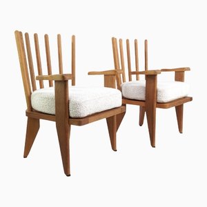 Oak & Fabric Chairs by Guillerme et Chambron for Votre Maison, 1960s, Set of 2