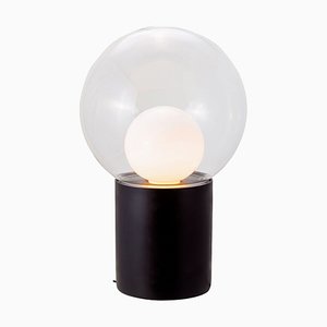 High Boule in Transparent and Opal White Glass with a Black Base Table Lamp by Sebastian Herkner for Pulpo & Rosenthal