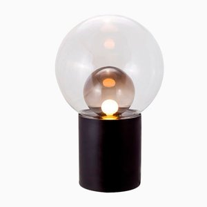 Lampe de Bureau en Verre Transparent et Gris Fumé avec Socle Noir par Sebastian Herkner pour Pulpo & Rosenthal