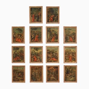 Ways of the Cross, Oil Paintings, 18th Century, Framed, Set of 14