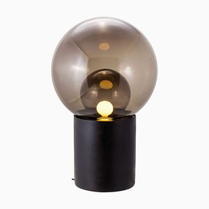 High Boule in Smoky Grey with a Black Base Table Lamp by Sebastian Herkner for Pulpo & Rosenthal