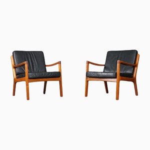 Leather Senator Chairs by Ole Wanscher for France & Søn, 1950s, Set of 2