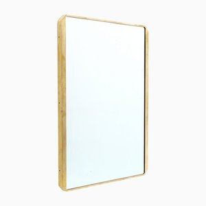 Rectangular Brass Frame Mirror, 1950s