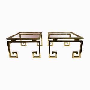 Italian Modern Brass & Glass Side Tables, 1970s, Set of 2