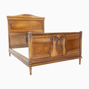Antique Louis XVI Style Carved Chestnut Queen Size Bed, France, 1900