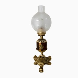 Französische Mid-Century Löwe Bronze Tischlampe