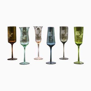 Aurora Flute Glass by Vanessa Cavallaro, Set of 6