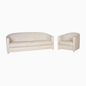 White Leather Club Grande Sofa Set from Walter Knoll / Wilhelm Knoll, Set of 2