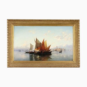 Venezia Scorcio della Laguna, 19th Century, Oil on Canvas, Framed