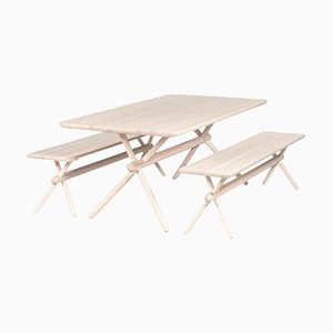 Tikku Dining Table and 2 Benches by Made by Choice, Set of 3