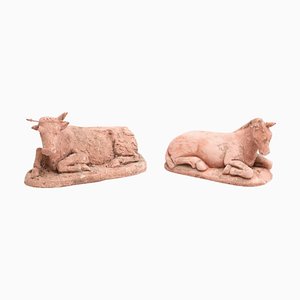 Mid-Century Animal Sculptures in Clay, Set of 2