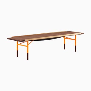 Tischbank aus Holz & Messing von Finn Juhl für Design M
