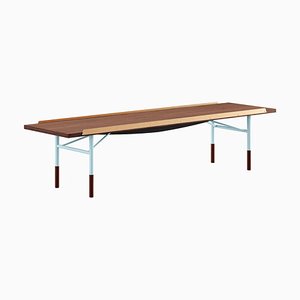 Banco de mesa de madera y latón de Finn Juhl para Design M