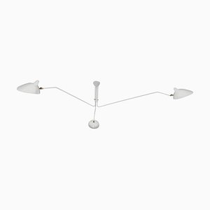 Mid-Century Modern White Three Rotating Arms Ceiling Lamp by Serge Mouille