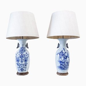 Chinese Table Lamps in Porcelain, Set of 2