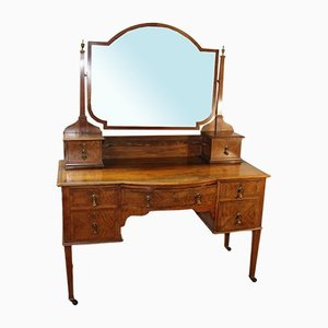 Satin Walnut Dressing Table With Central Mirror, 1900s