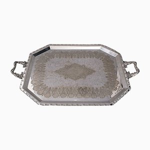 Antique English Silver Plated Presentation Serving Tray, 1890s
